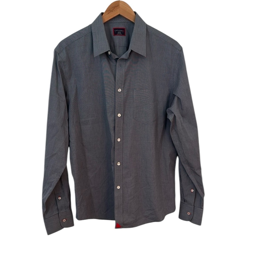 UNTUCKit Button Down Shirt Pio Cesare Blue Large Wrinkle Free